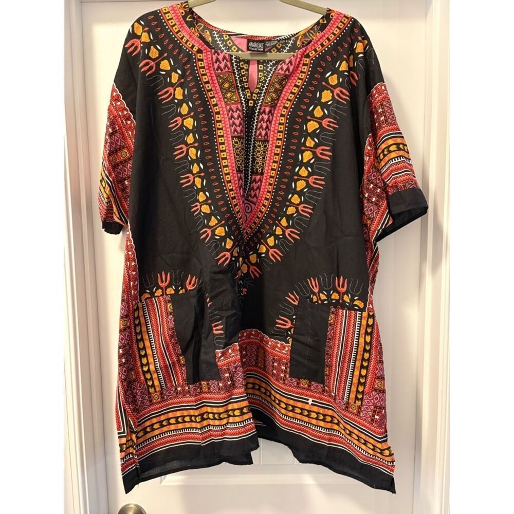 Dashiki Tunic Top with Bold Tribal Print Plus Size